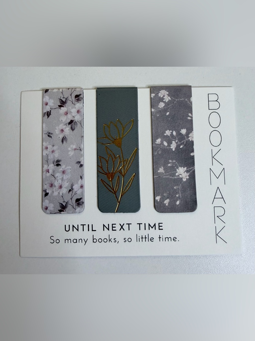 Floral Magnetic Bookmark Set - Green and Gray